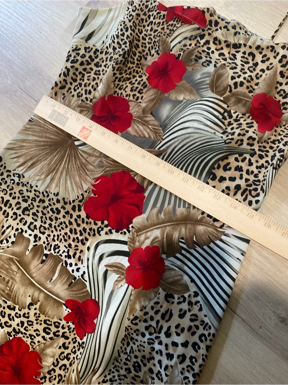 Y2K-era Tropical Leopard Slip Midi Dress with Red Floral - Picture 9 of 9